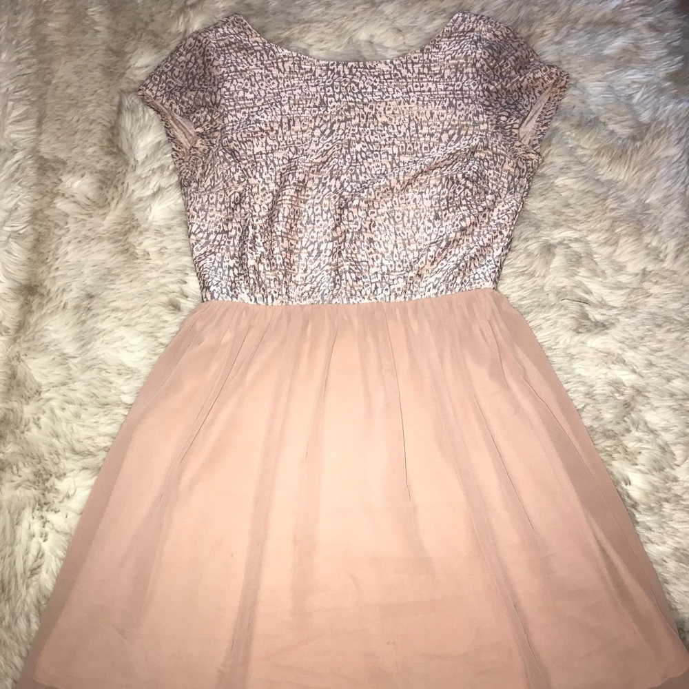 Rose/Blush and Leopard print dress with low back